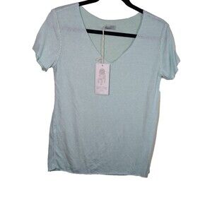 Sunny Studio Paris Top Knit Lightweight Short Sleeve Semi-Sheer Casual Medium